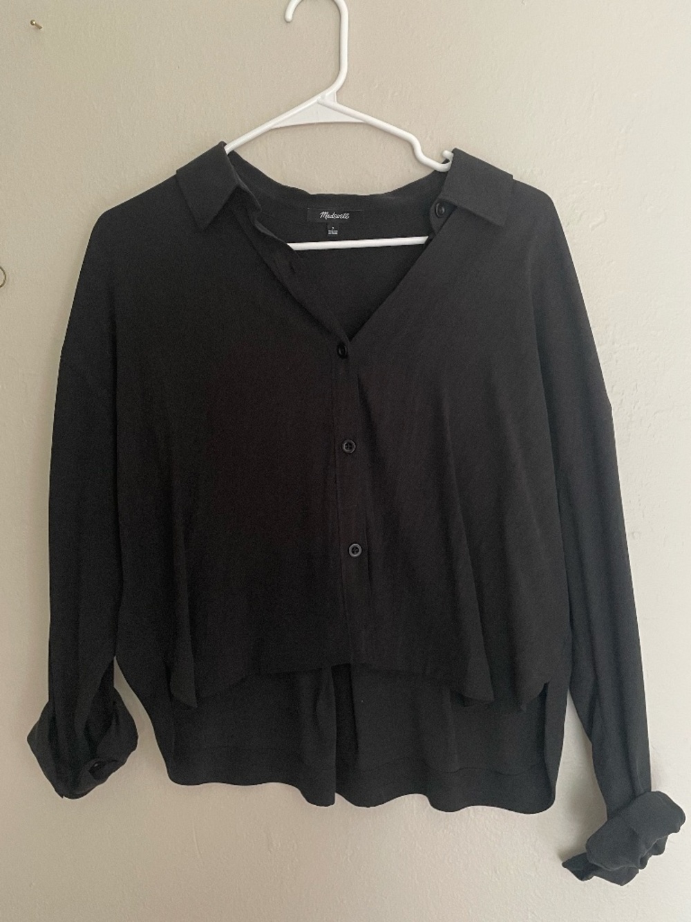 Madewell Black Button Down Collared Blouse